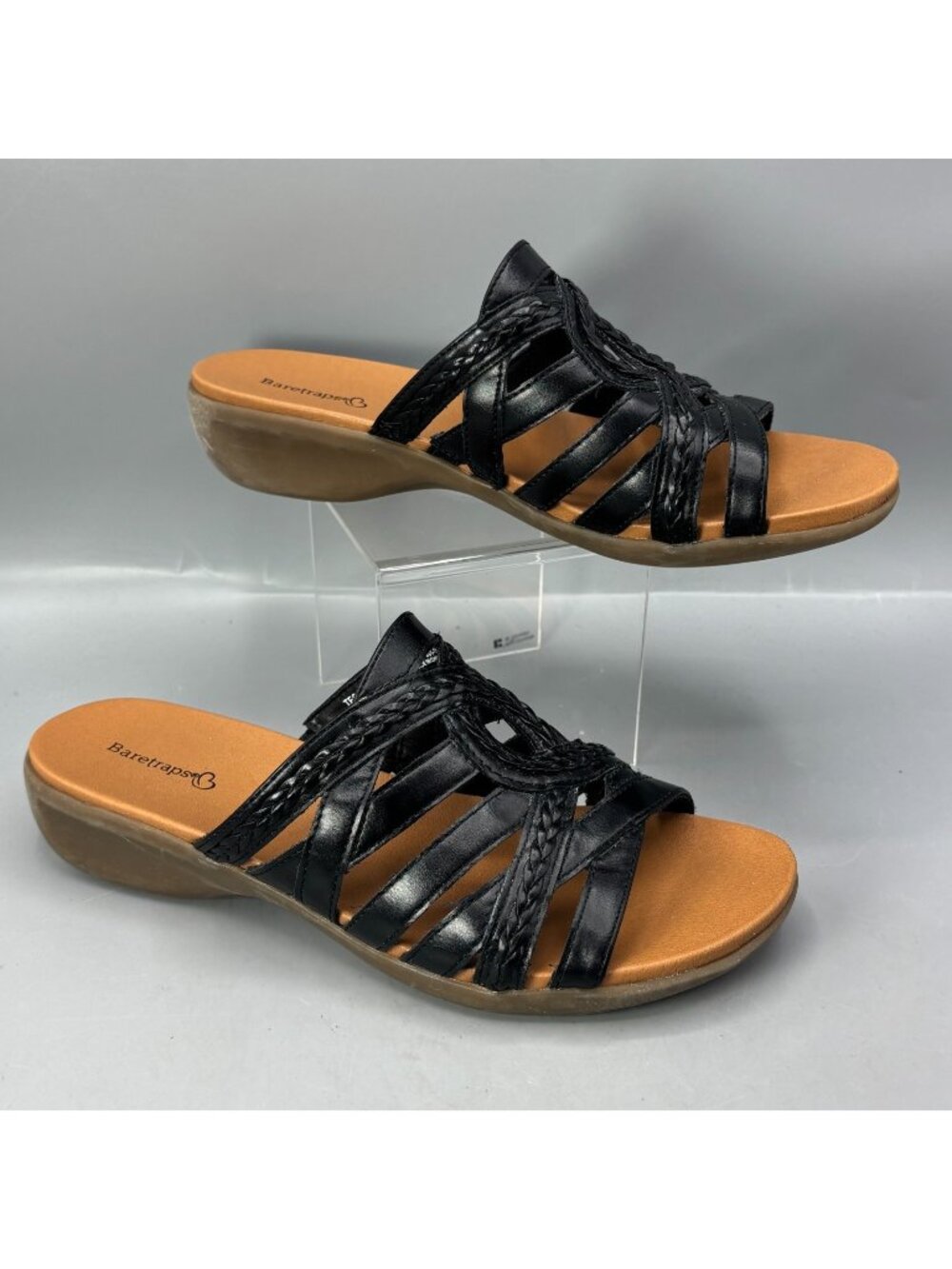 Baretraps Tessa Slide Sandals Womens 9 Black Flat Heel Slip On WRS19-12434